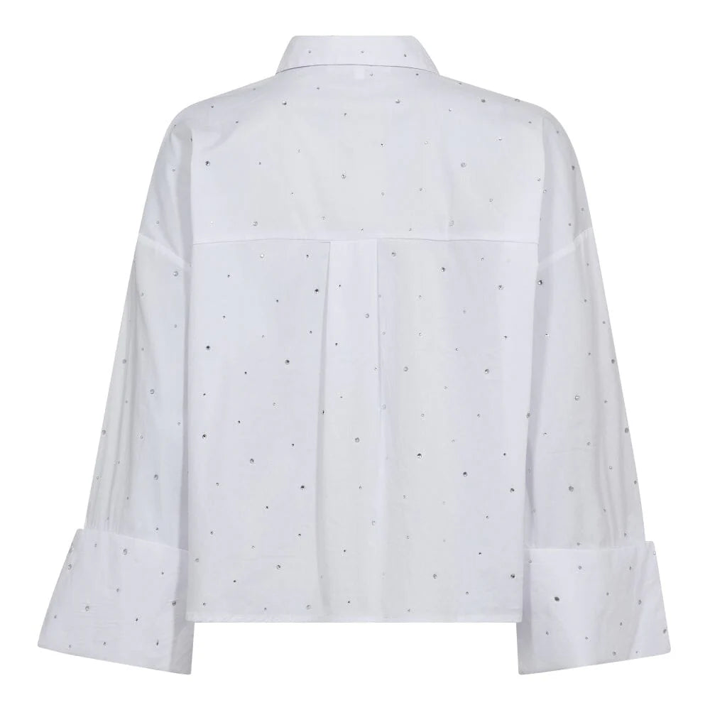 Co'Couture || LeniCC Wide Cuff Stone Shirt - White