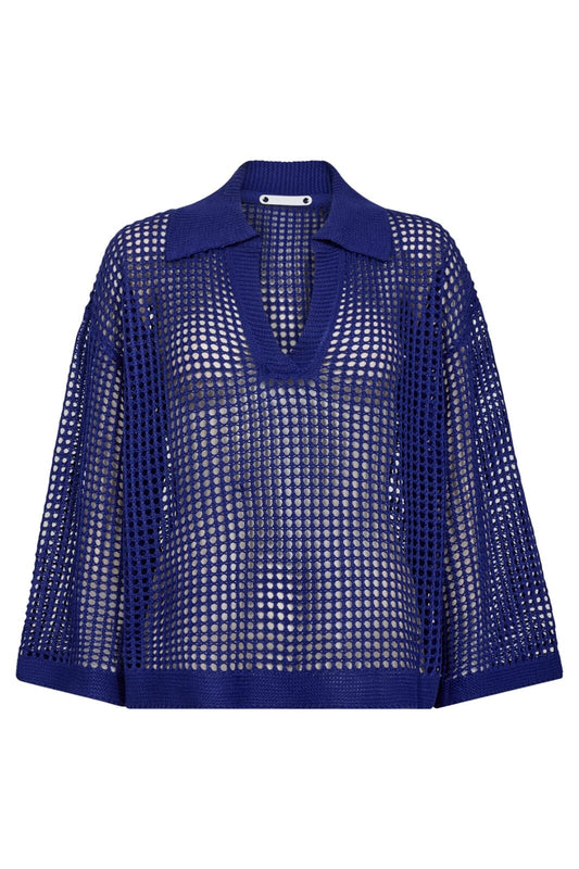 Co'Couture | OzzyCC Polo Hole Knit - New Blue (251-32182)