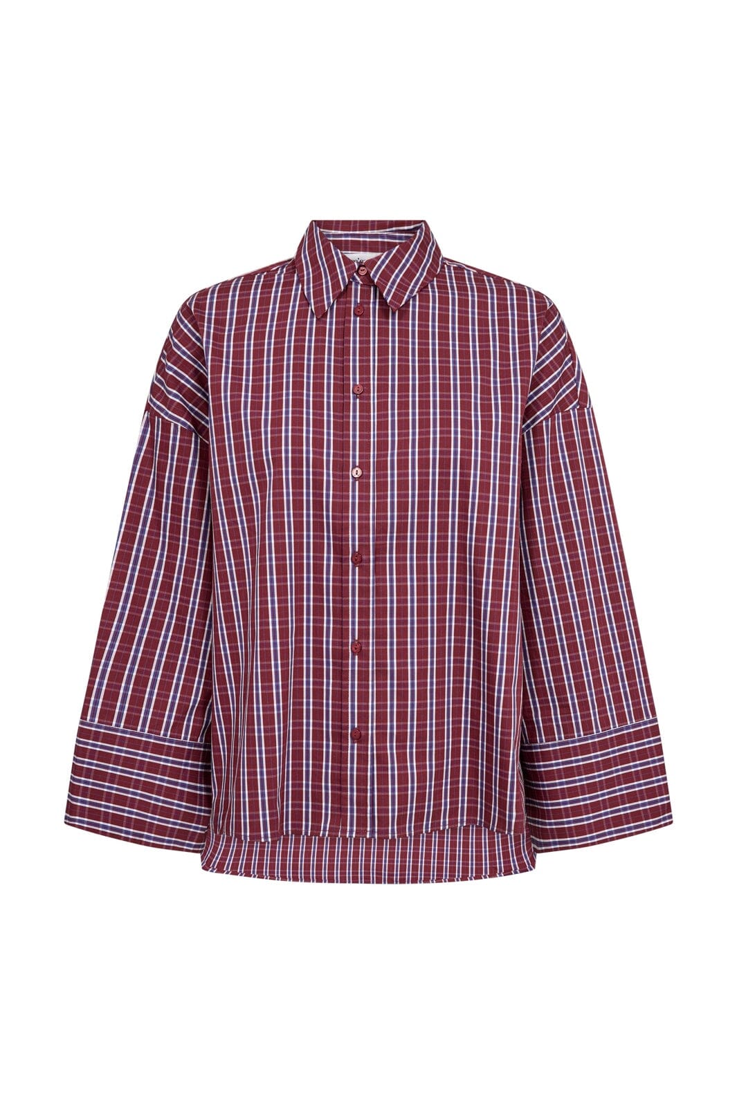 Co'Couture | ReneeCC Check Cuff Shirt - Berry Red