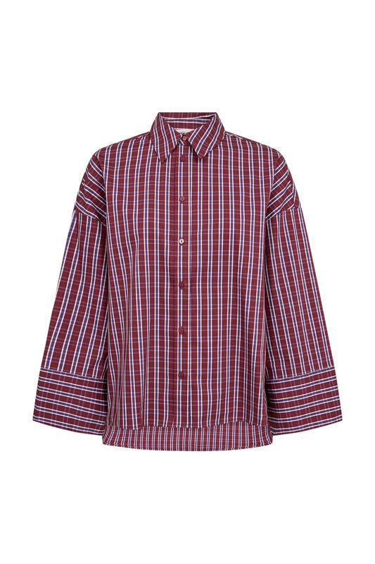 Co'Couture | ReneeCC Check Cuff Shirt - Berry Red