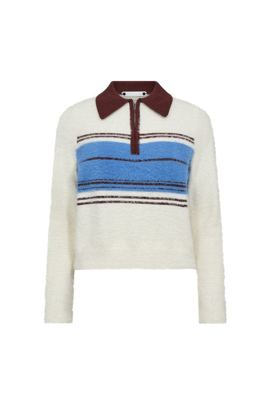 Co'Couture | ToryCC Stripe Zip Knit - Off White (32198)
