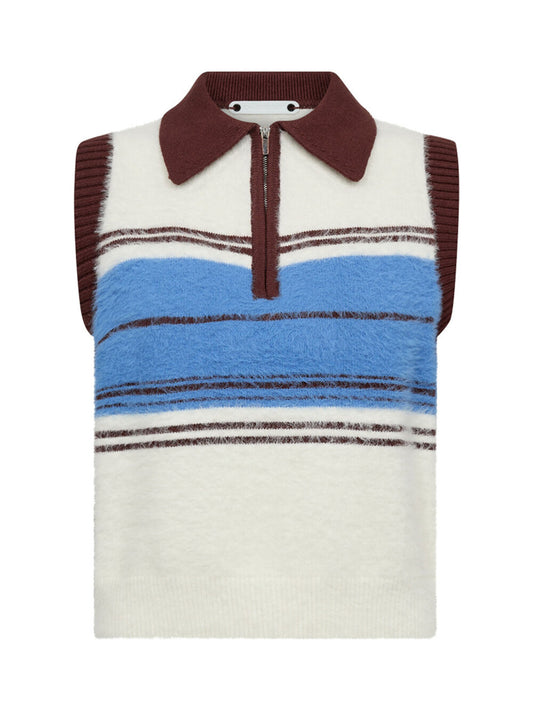 Co'Couture | ToryCC Stripe Zip Vest - Off White (32197)