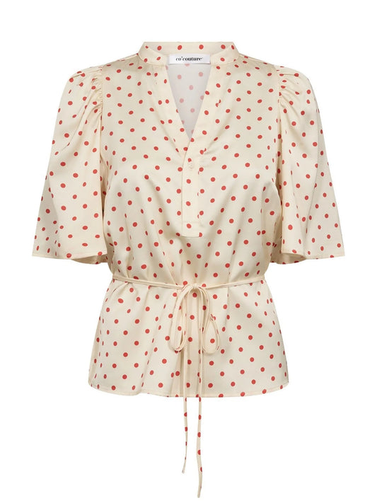 Co'Couture | CambriaCC Dot SS Blouse - Off White (45127)