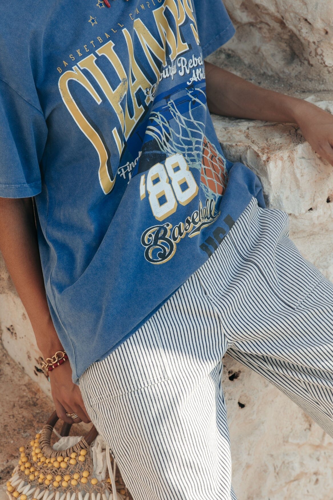 Colourful Rebel | Champions Acid Wash T-shirt - Bright Blue (WT116870)