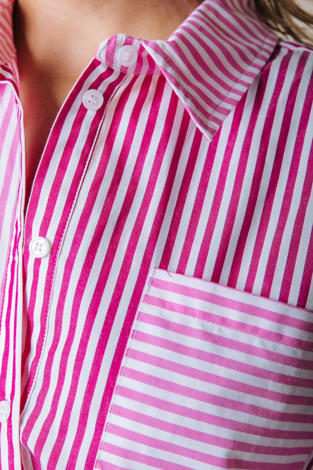 Colourful Rebel | Talia Contrast Stripe Blouse - Light pink