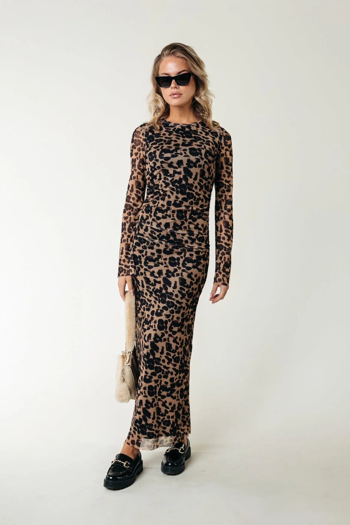 Colourful Rebel | Maude Leopard Mesh Maxi Dress - Beige (WD116819)