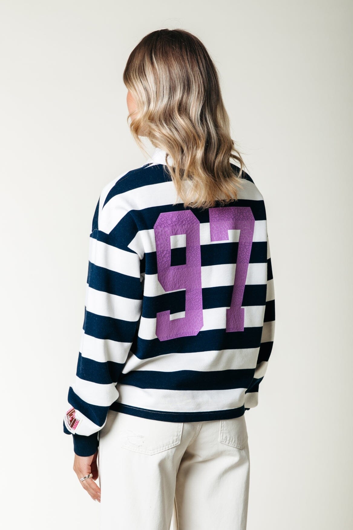 Colourful Rebel | Skyler Striped Boyfriend Polo - Navy