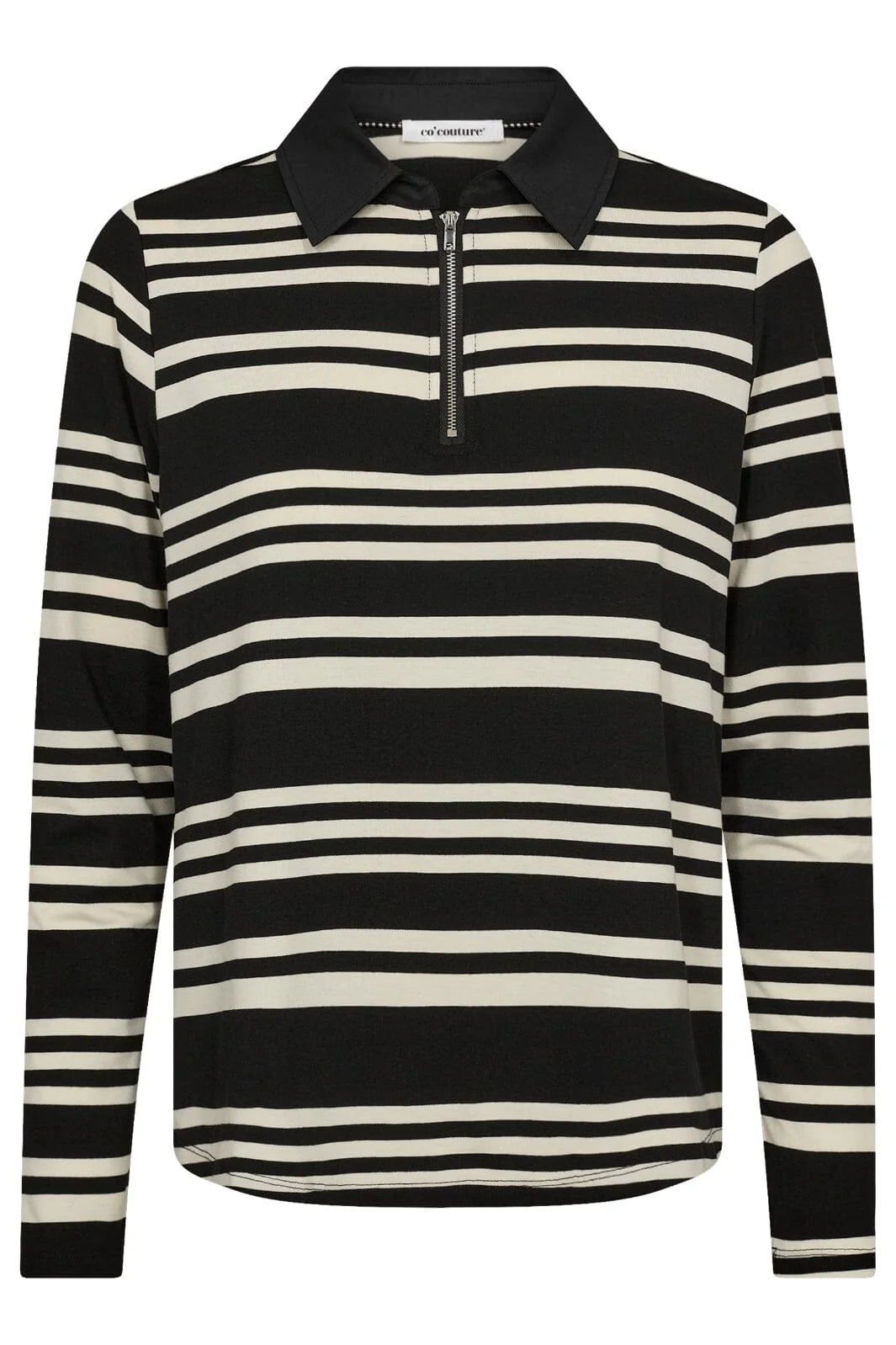 Co'Couture | MalucaCC Stripe Polo Blouse - Black (199-33146)