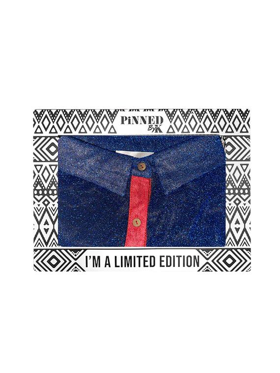 Pinned By K | Kraagje Glitter - Blauw/Rood