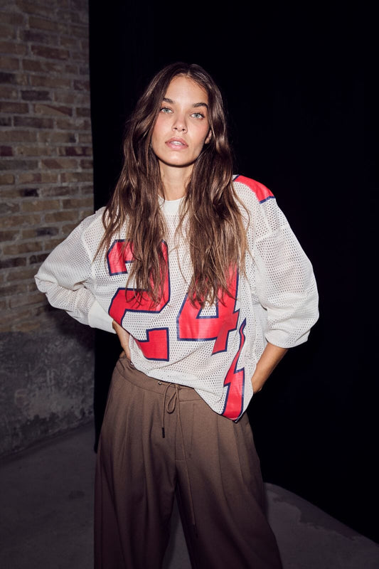 Haute L'Amitié | American Football Ls Tee - Pearl/Red (HL10049)