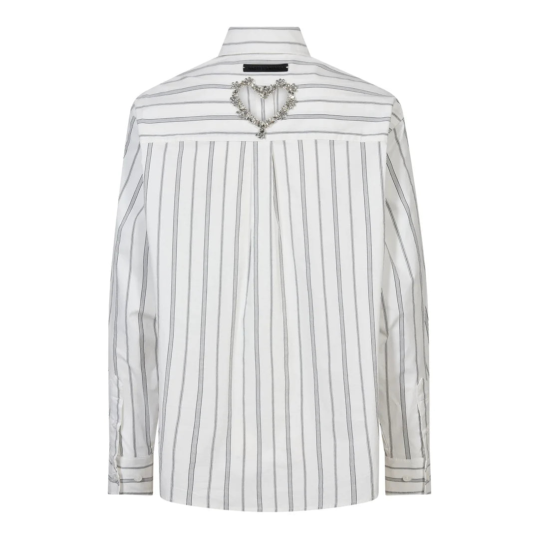Haute L'Amitié | Crystal Heart Stripe Shirt - White