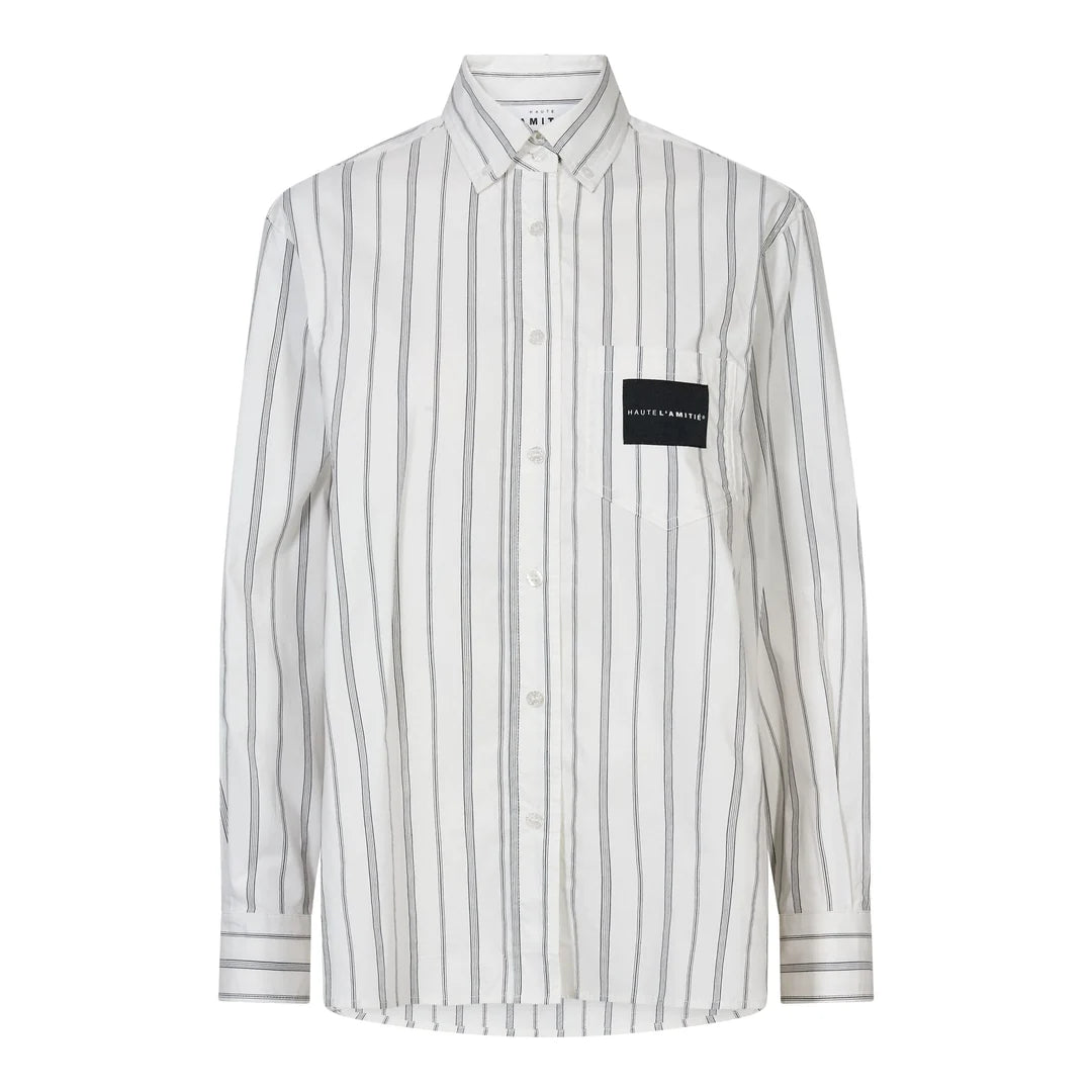 Haute L'Amitié | Crystal Heart Stripe Shirt - White