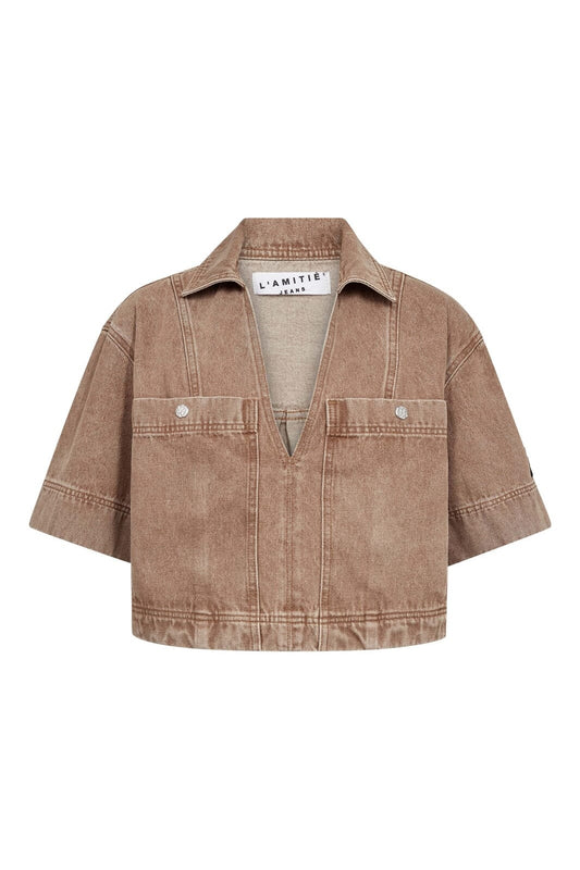 Haute L'amitié | Drew Denim Top - Camel