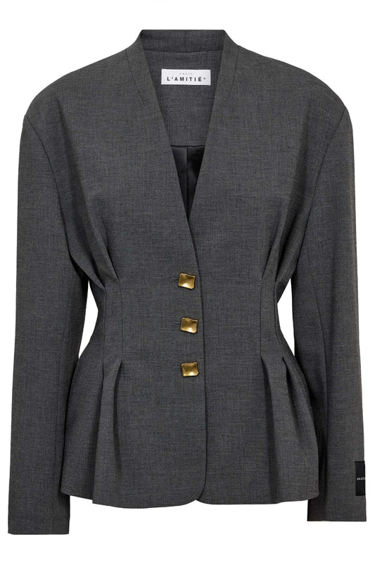 Haute L'amitié | Enna Waist Pleat Blazer - Antracit
