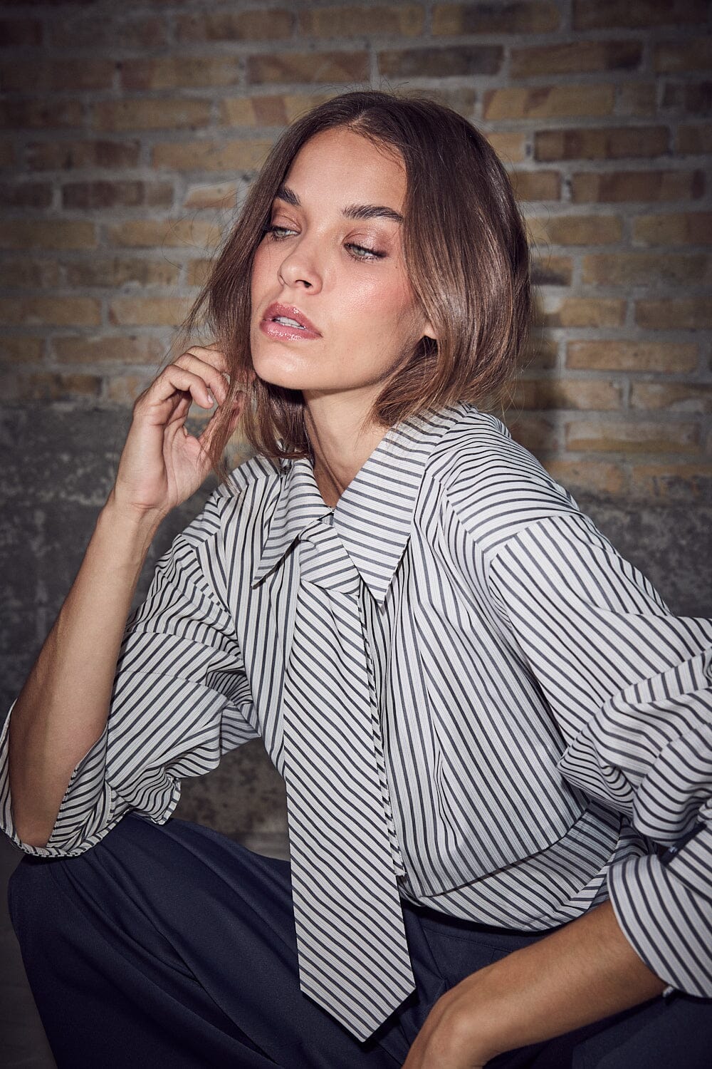 Haute L'amitié | Gemma Tie Stripe Shirt - Beige