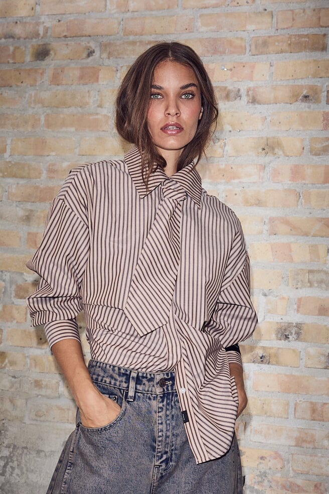 Haute L'amitié | Gemma Tie Stripe Shirt - Dessert