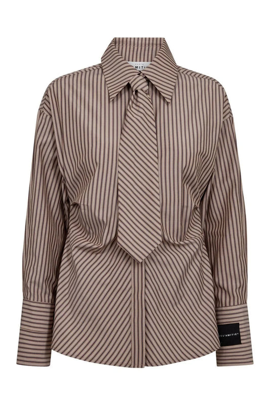 Haute L'amitié | Gemma Tie Stripe Shirt - Dessert