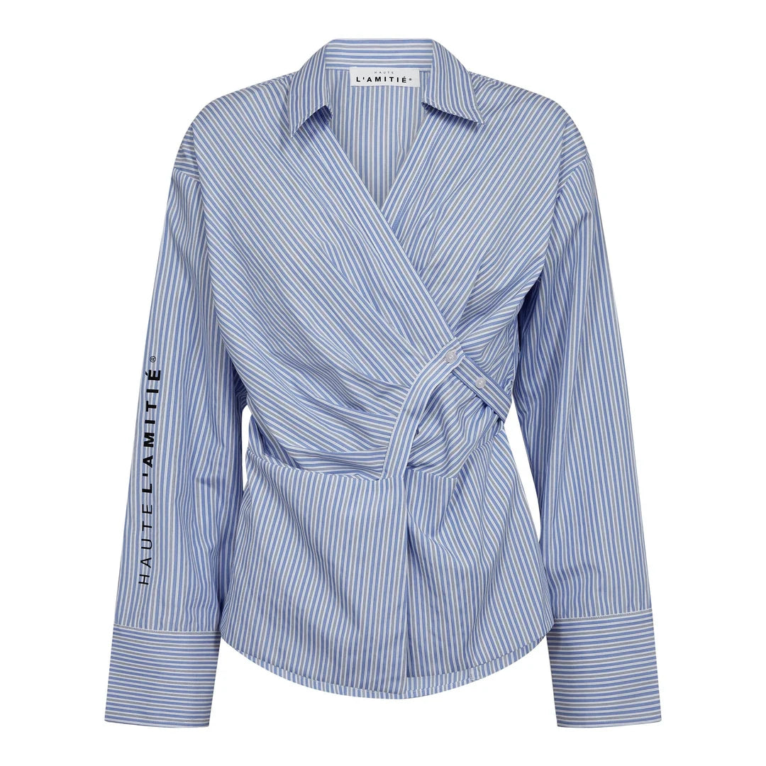 Haute l'Amitié | Nina Strap Shirt - Pale Blue Stripe (HL10795)
