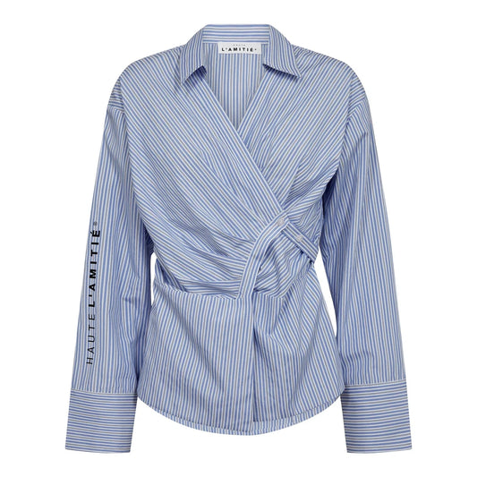 Haute l'Amitié | Nina Strap Shirt - Pale Blue Stripe (HL10795)