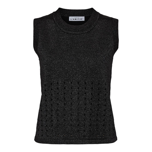 Haute l'Amitié | Hole Lurex Knit Top - Black (HL10397)