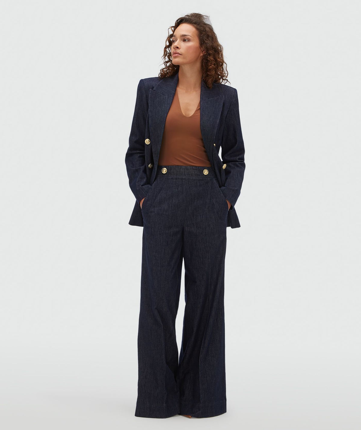 JOSH V | Indra High Waisted Wide Leg Pantalon - Dark Blue