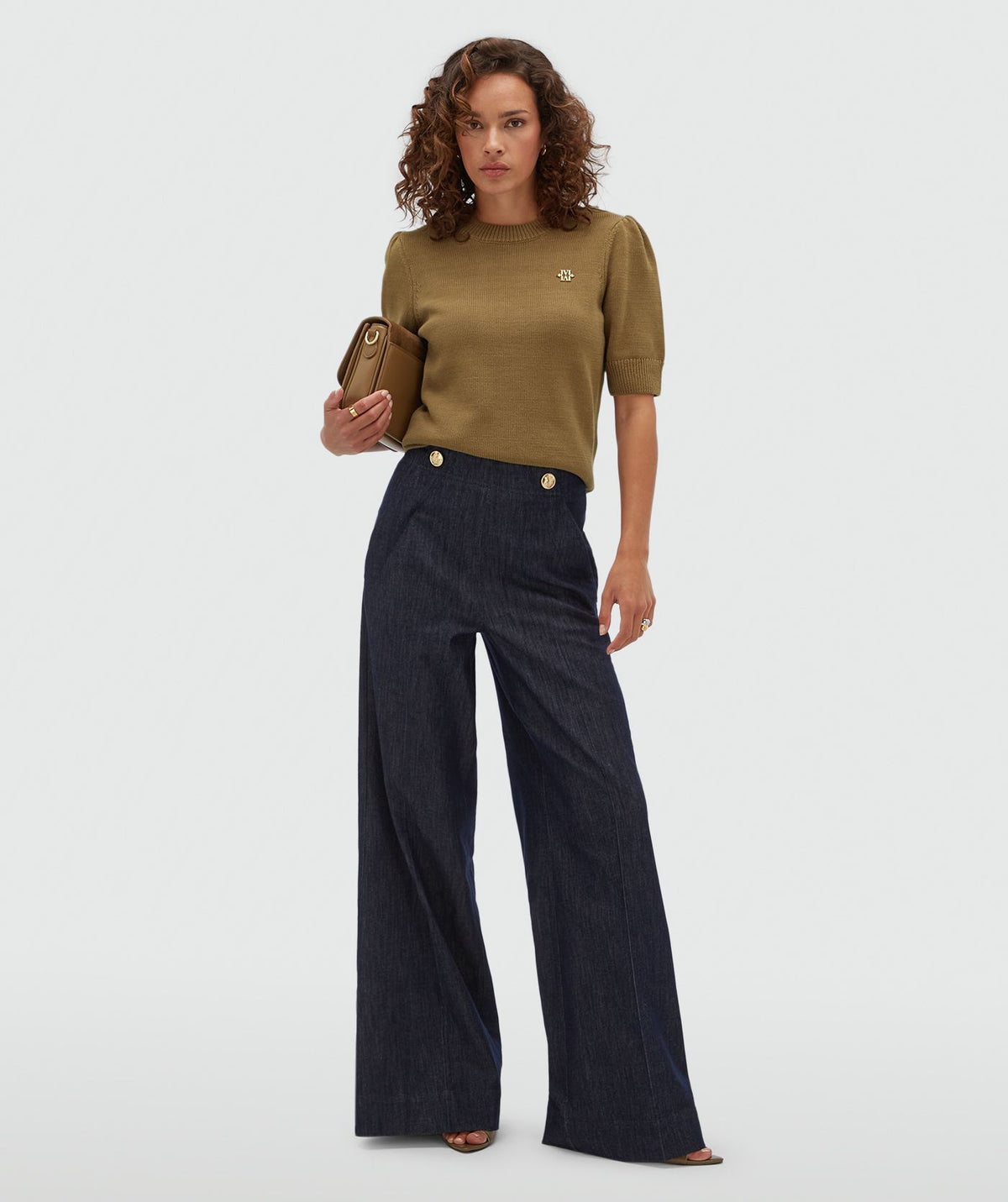 JOSH V | Indra High Waisted Wide Leg Pantalon - Dark Blue