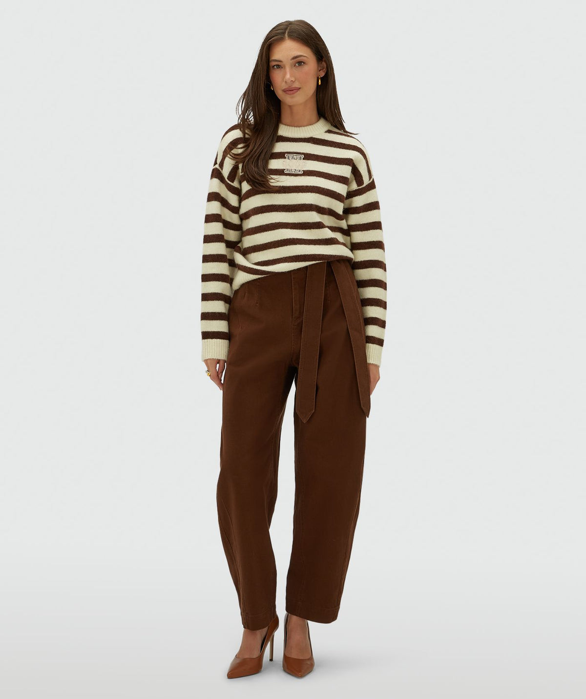 Josh V | Ize Oversized Trui - Brown Stripe