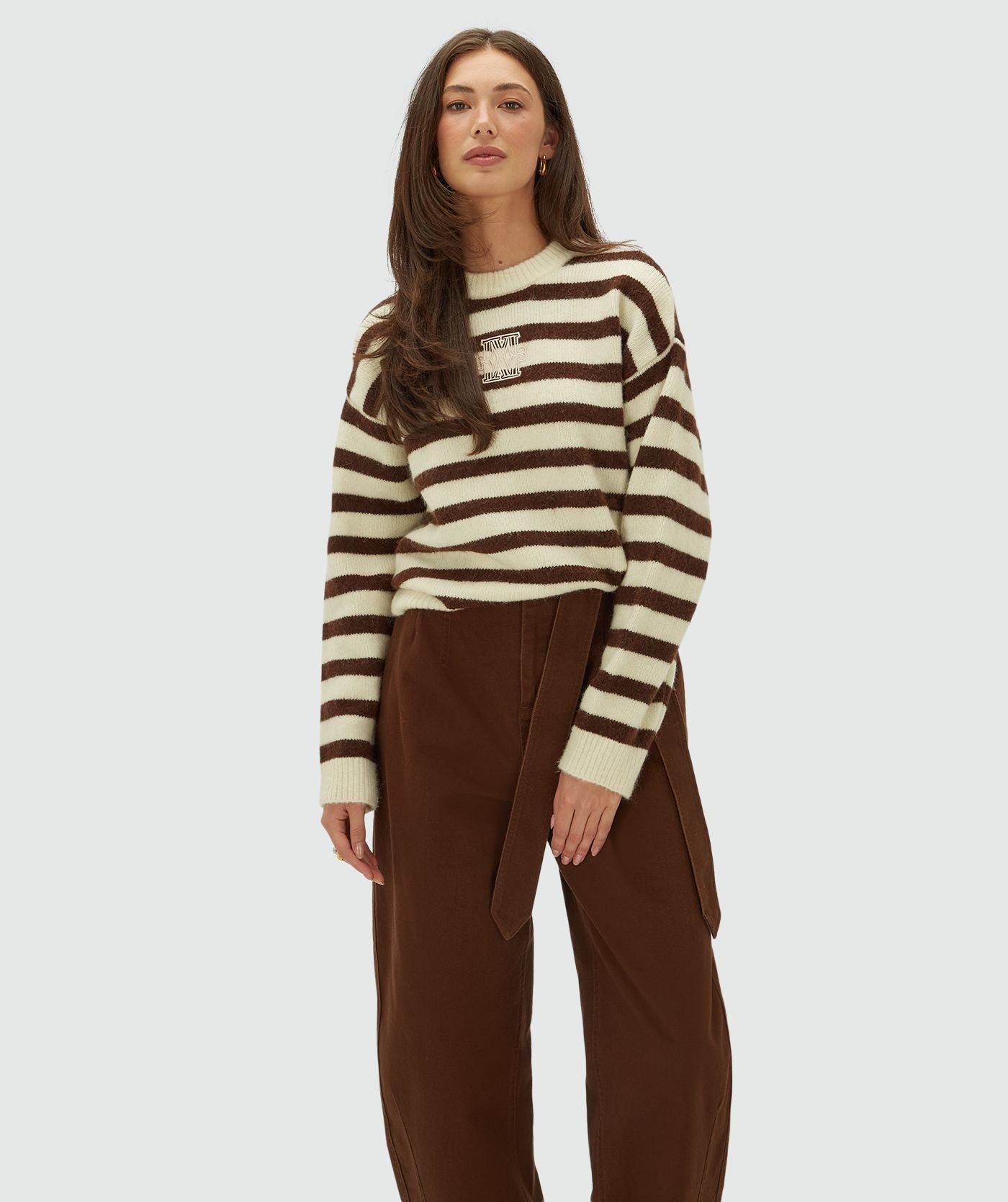 Josh V | Ize Oversized Trui - Brown Stripe