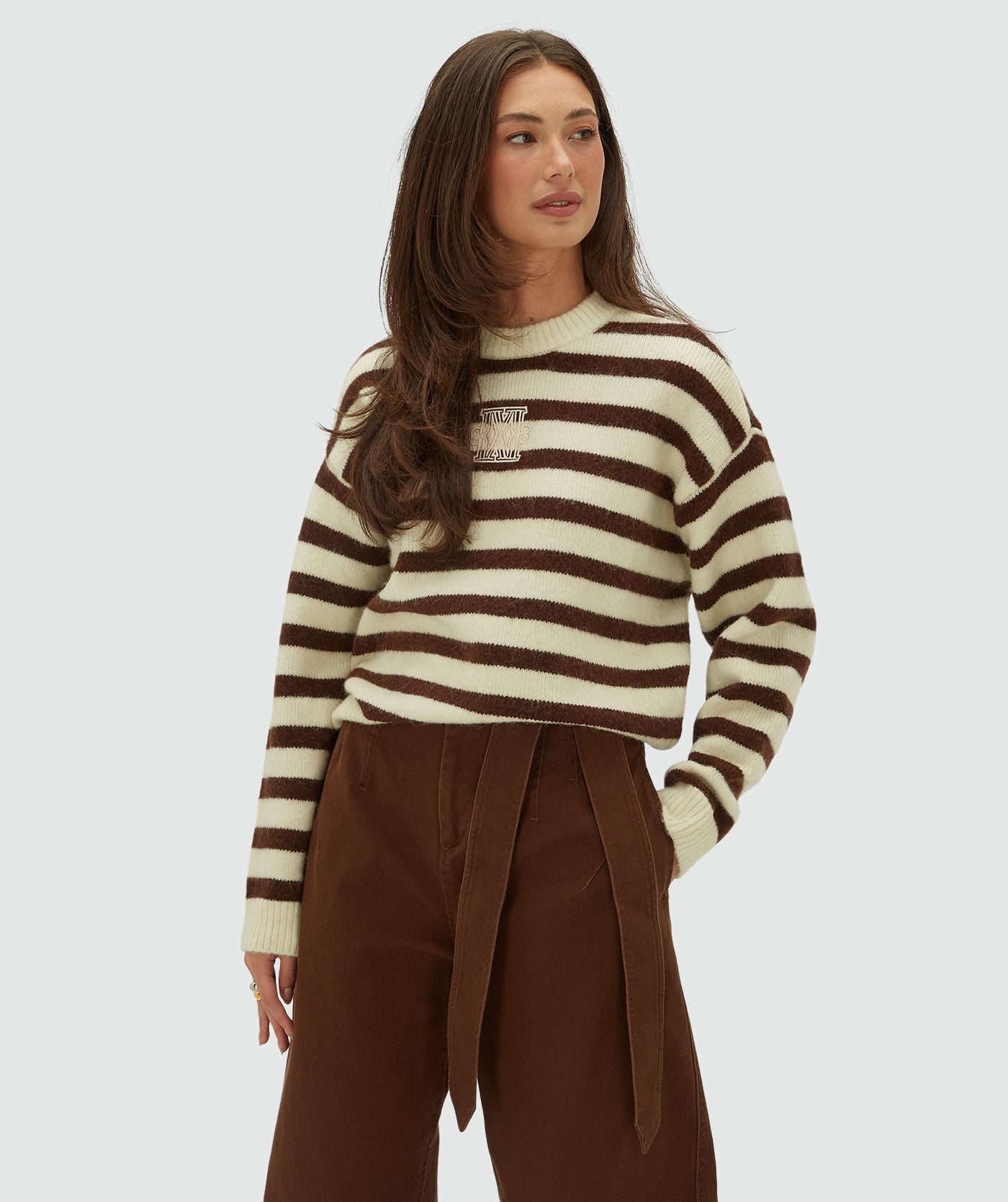 Josh V | Ize Oversized Trui - Brown Stripe