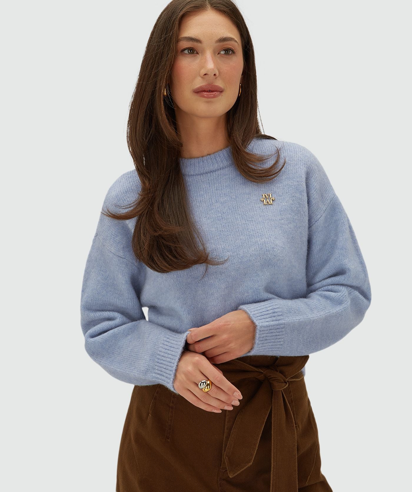Josh V | Ize Oversized Trui - Powder Blue Melange