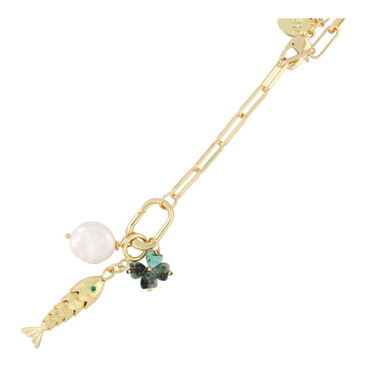 Fushi | Ketting schakel met clip en bedels