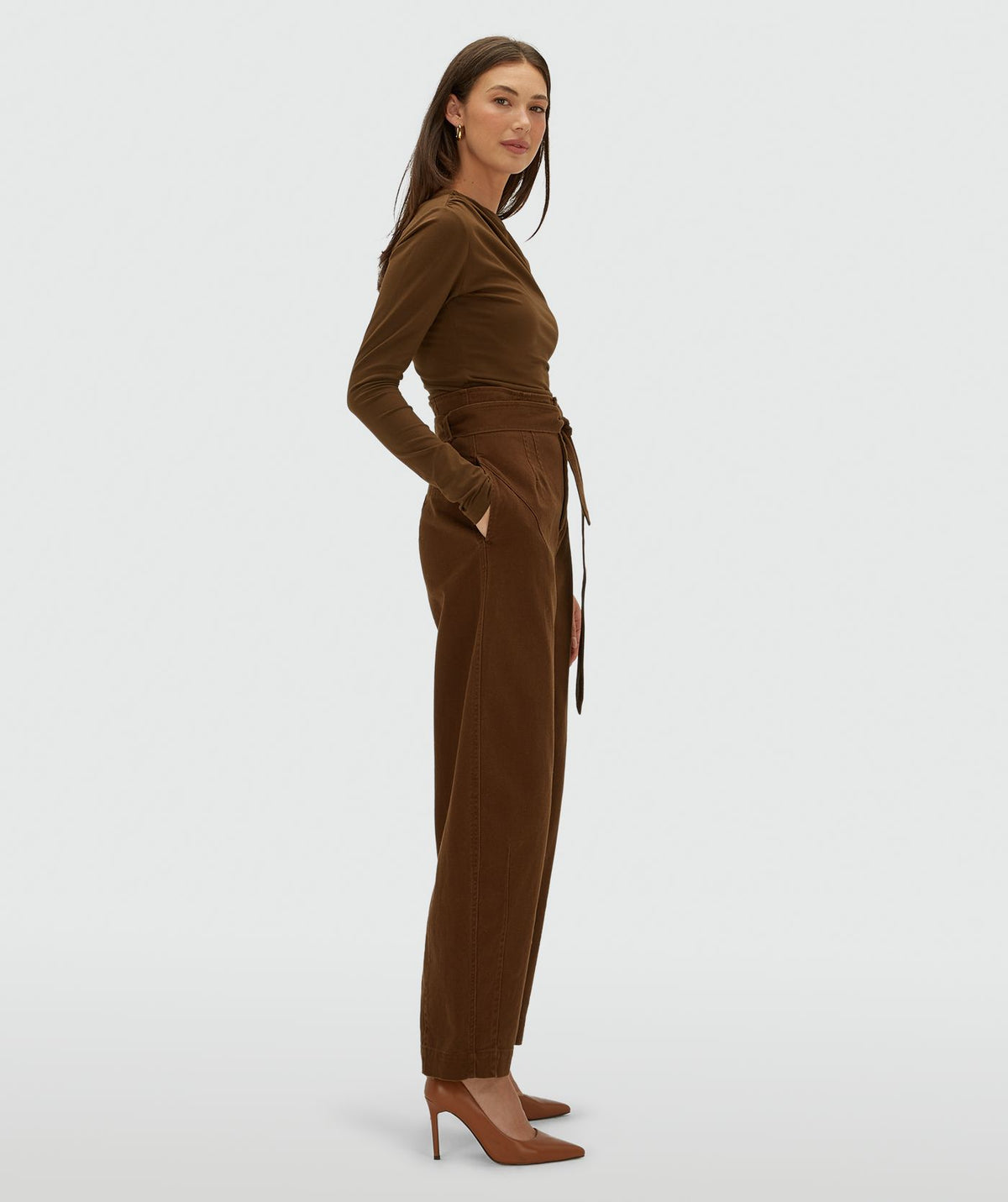Josh V | Kian High Rise Balloon Fit Broek - Brown