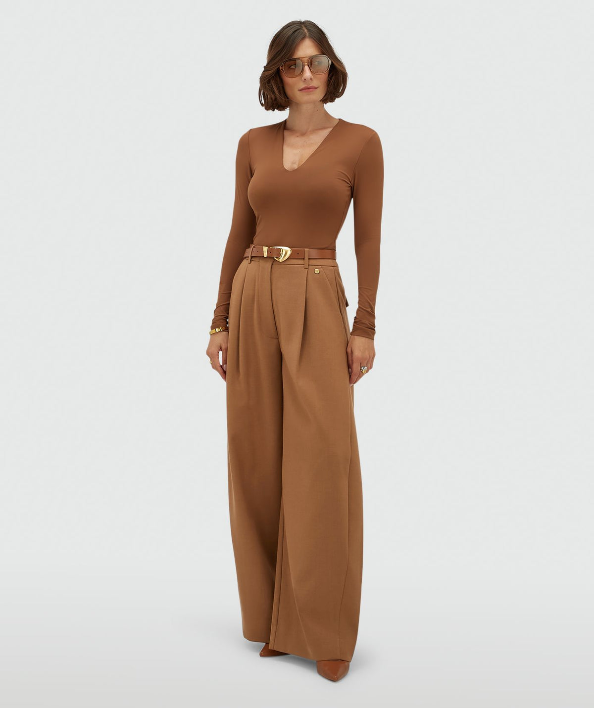 JOSH V | Kyle High Waisted Balloon Fit Pantalon - Cognac