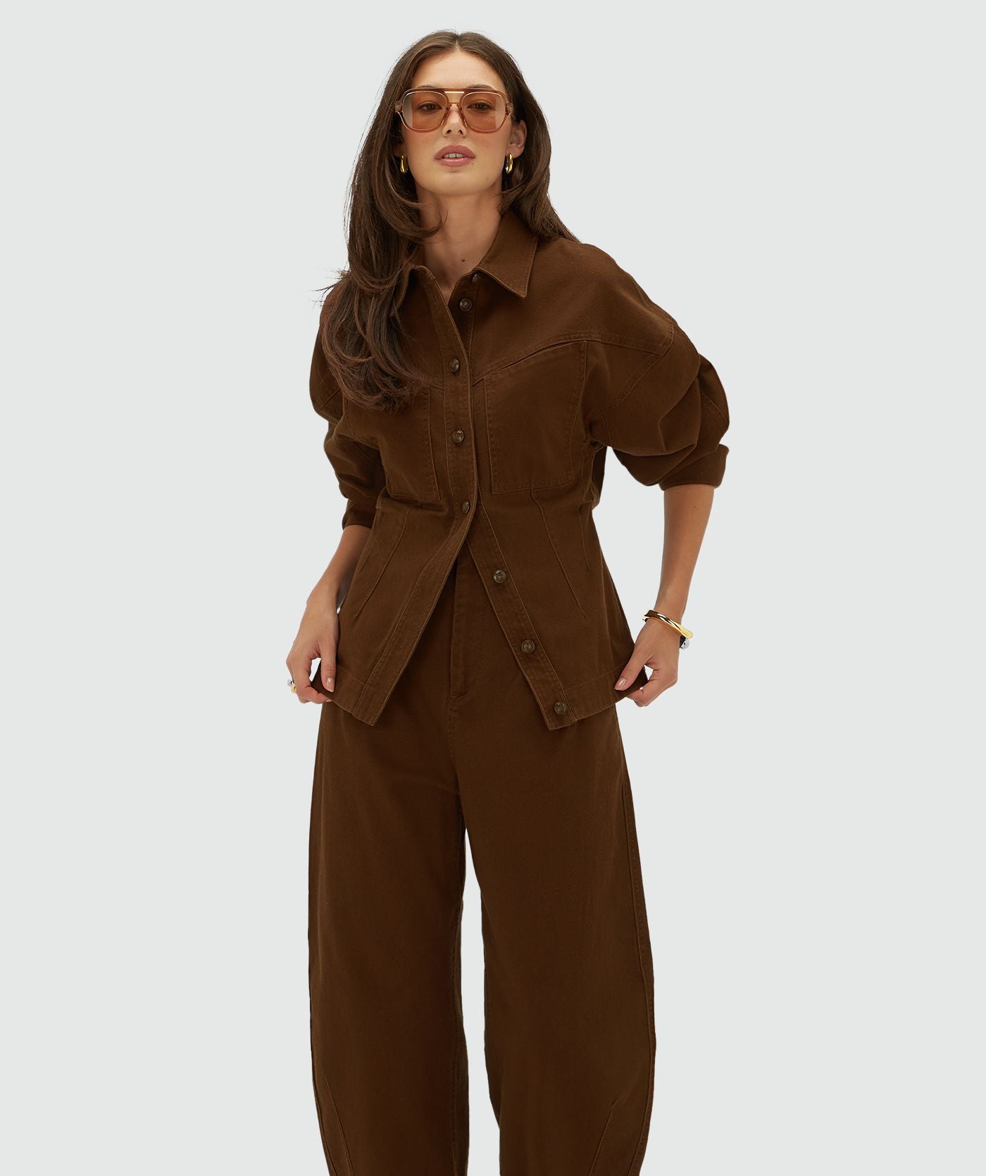 Josh V | Nura Fitted Blouse - Brown