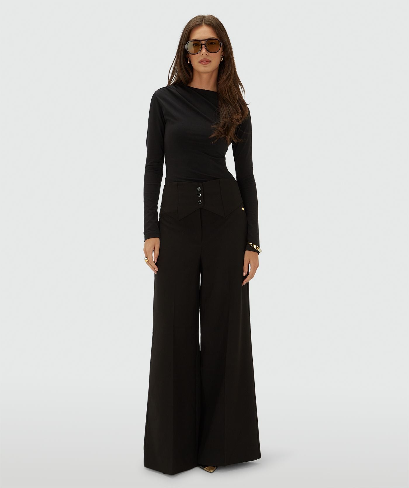 Josh V | Petra High Rise Wide Leg Pantalon - Black
