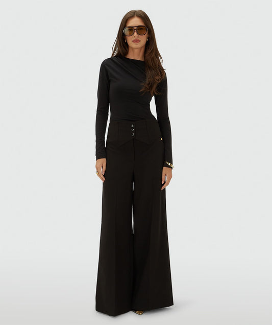 JOSH V | Petra High Rise Wide Leg Pantalon - Black