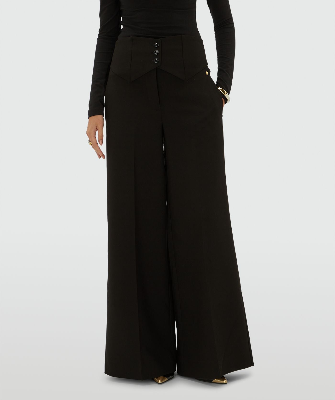 Josh V | Petra High Rise Wide Leg Pantalon - Black