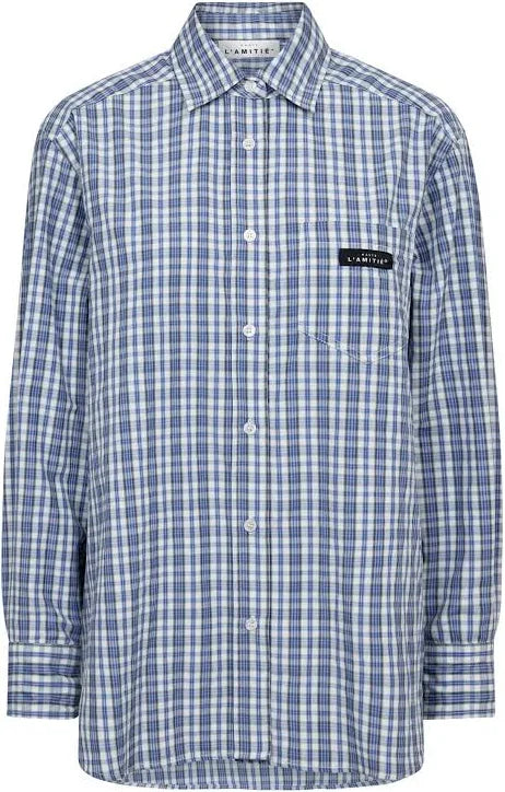 Haute l'Amitié | Button Down Mini Check Shirt - Off-White/ Pale Blue (HL10719)