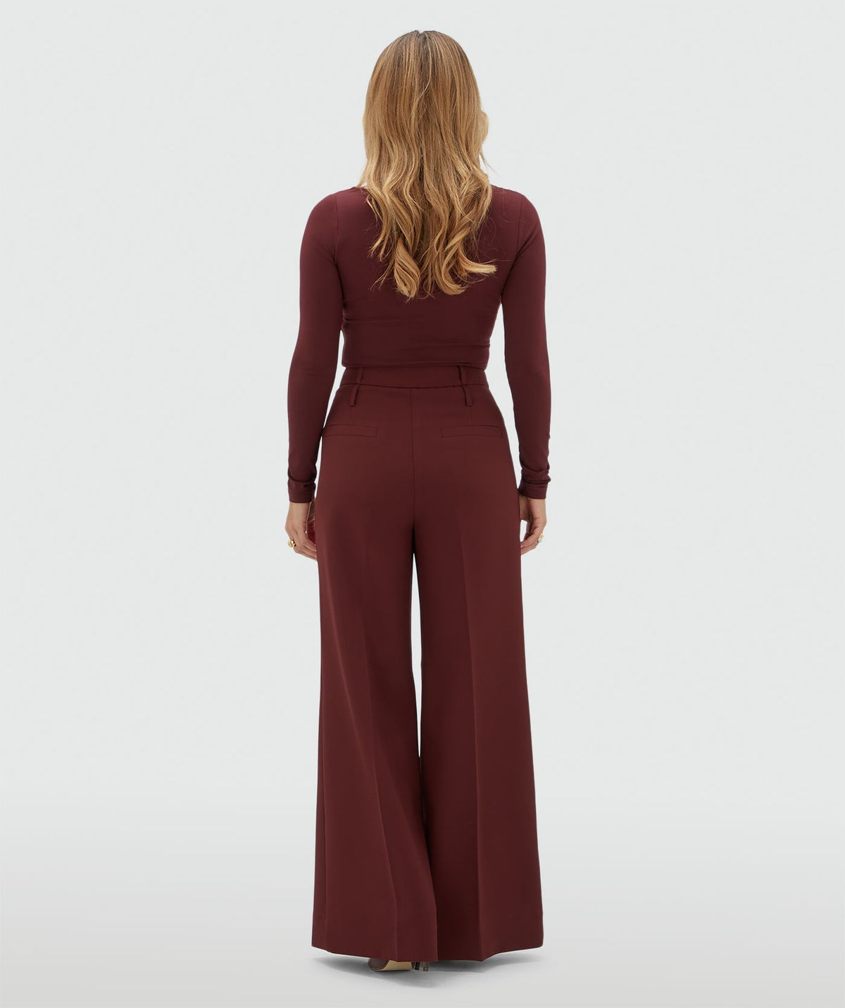 JOSH V | Sky High Waisted Wide Leg Pantalon - Burgundy