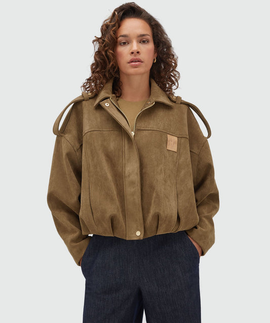 Josh V | Vito Suede Jacket - Dark Khaki (JV-2607-0310)